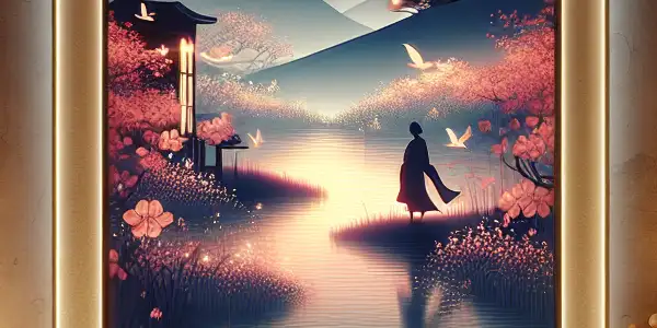 A modern Apple device displaying abstract erotic art in a cozy, intimate setting with warm lighting and plush cushions.